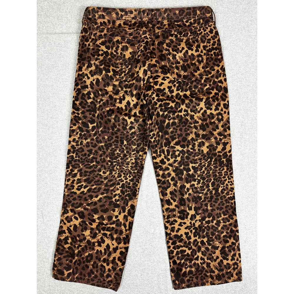 NEW Abercrombie Fitch Slouchy Jeans Womens 33 Brown Leopard Print Mid Rise Denim - Picture 2 of 12
